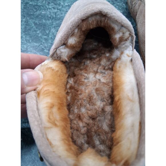 Old Friend Mens 8M 10W Romeo Sheepskin Suede Leather Slippers Brown Fur Lined main image 10